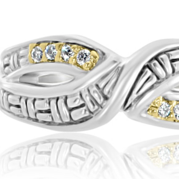 Philip Andre 18K Gold & Sterling Diamond Ring - Picture 3 of 7